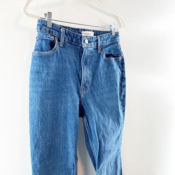 Abercrombie High Rise Vintage Flare Jeans Curve Love Dark Wash Blue 8 Short - Picture 5 of 9
